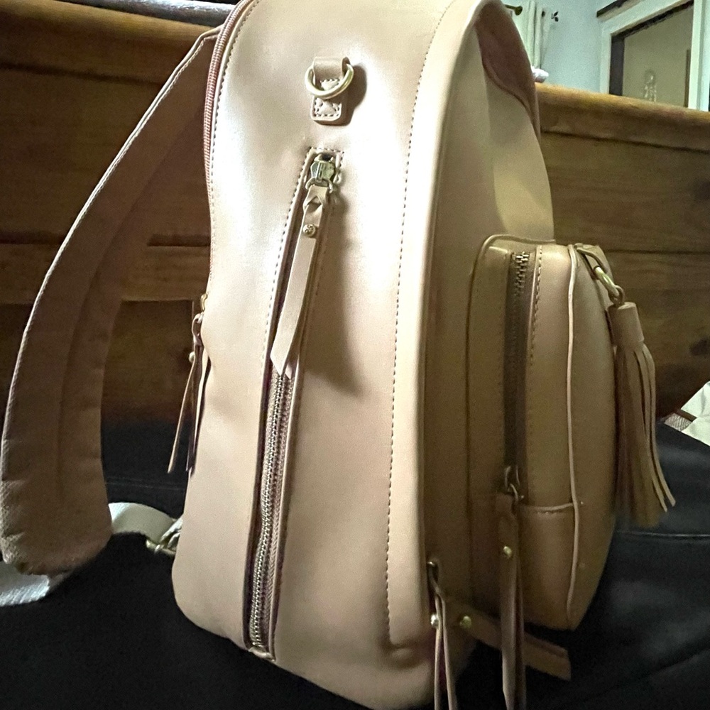 Quilted Tan Backpack - Picture 2 of 7